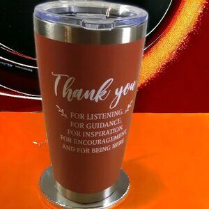 Tumbler with Lid, 20oz Stainless Steel Vacuum Insulated Tumblers, Thank You Red
